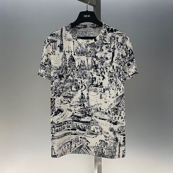 送料無料ディオール スーパーコピー パリモチーフ Tシャツ den21920
